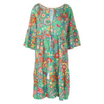 Summer Women Boho Floral Long Sleeve Dress Holiday Beach Shirt Dress Ladies Print Mini Dress Plus Size S-5XL