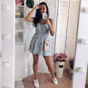 2019 New Women's Dress Sweet Summer Casual Fashion Bohemian Print Thin Strap Sleeveless  Black Dress for Women