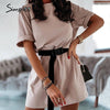 Simplee Casual solid new women's dress including belt solid color home loose sports fashion leisure dresses summer 2020