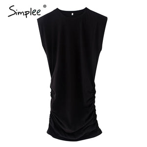 Simplee Casual sleeveless A-line women's dress Chic drawstring slim dress High street bodycon fashion summer cotton dress 2020