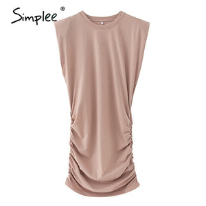 Simplee Casual sleeveless A-line women's dress Chic drawstring slim dress High street bodycon fashion summer cotton dress 2020