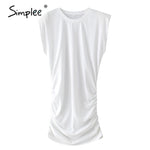 Simplee Casual sleeveless A-line women's dress Chic drawstring slim dress High street bodycon fashion summer cotton dress 2020