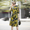 Gorgeous High Quality Summer 2020 New Women'S Fashion Party Casual Vintage Elegant Chic Gentlewoman Printed Silk Midi Dress